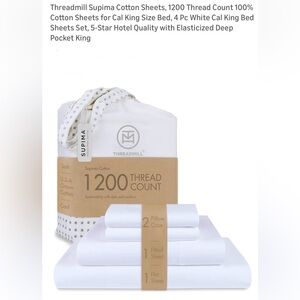 Supima Cotton 1200 Thread Count White Sheet Set